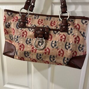 Etienne Aigner Multi-Patterned Women's Shoulder Bag With Leather Trim EUC